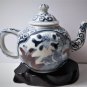 Antique Chinese Yongzheng Mark Porcelain Mini Teapot Blue & Iron Red
