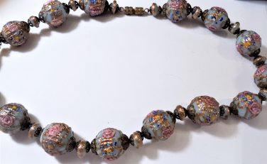 Vintage Venetian Glass Hand Crafted Wedding Cake Beads Choker Necklace