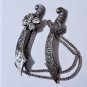 Vintage Sterling 925 Double Chains Scimitar Swords Sweater Pin Brooch