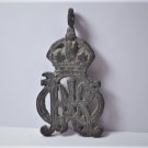 Antique Bronze Royal Monogram Pendant -19th C British Colonial India Campaigns