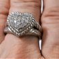 Vtg Judith Ripka 925 Sterling Pave Diamonique Cabled Heart Ring Sz 10