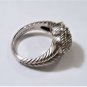 Vtg Judith Ripka 925 Sterling Pave Diamonique Cabled Heart Ring Sz 10