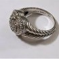 Vtg Judith Ripka 925 Sterling Pave Diamonique Cabled Heart Ring Sz 10