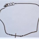 Vtg Sterling Silver Hammered Inline Cross Necklace 16.75" - 18" Agjustable