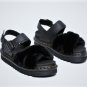 Dr Martens VOSS II Fluffy Blk Hydro Leather & Milo Fur Sandals US W 9 UK 7 NEW