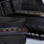 Dr Martens VOSS II Fluffy Blk Hydro Leather & Milo Fur Sandals US W 9 UK 7 NEW