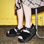 Dr Martens VOSS II Fluffy Blk Hydro Leather & Milo Fur Sandals US W 9 UK 7 NEW