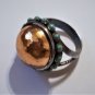 Vintage Sterling 925 Silver Turquoise Rose Gold Dome Ring BARSE Size 12