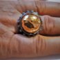 Vintage Sterling 925 Silver Turquoise Rose Gold Dome Ring BARSE Size 12