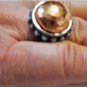 Vintage Sterling 925 Silver Turquoise Rose Gold Dome Ring BARSE Size 12