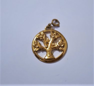Vintage Gold Plated Toned Tree of Life Pendant