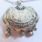 Antique Chinese Sterling Silver Pandas Child Protection Lock Necklace