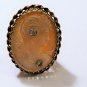 14K Exquisite Hi Basket Setting Shell Cameo Ring with 2 Diamonds Size 7