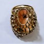 14K Exquisite Hi Basket Setting Shell Cameo Ring with 2 Diamonds Size 7