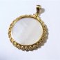 Vtg 14K & 999.9 Royal Angels Coin in Rope Coin Bezel Mother Pearl Backed Pendant