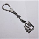 Vintage 800 Silver Egyptian Handmade Ankh Hieroglyph Key Chain Key Ring