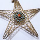 Huge Antique 926 Gold Vermeil Star Statement Necklace