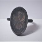 Ancient Bronze & Silver Garnet Stone Eagle Ring Size 8