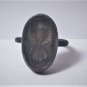 Ancient Bronze & Silver Garnet Stone Eagle Ring Size 8