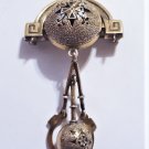Antique Victorian 14K Taille d'Epargne Watch Pin Brooch Goth Steampunk