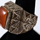 Antique Sassanian Persian Carnelian in Cast Silver Ring 9