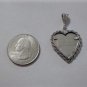 Vintage Sterling & 999 Silver Teddy Bear Heart in Bezel Charm or Pendant