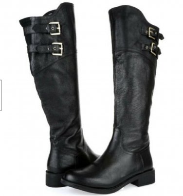 Steve Madden Overt 217839 Black Leather Knee High Riding Boots Size 5.5 M New!