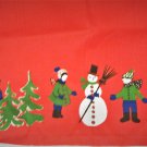 Vintage Christmas Print Kids Snowballs Trees Wreath 100% Linen Tablecloth