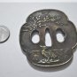 Antique Edo Samurai Katana Sword Blade Tsuba Bronze Duck & Cherry Tree