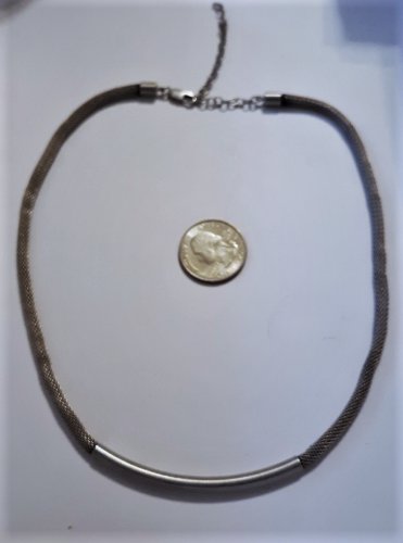 Vintage Sterling 925 Silver Tubular Mesh Adjustable Length Chain Necklace