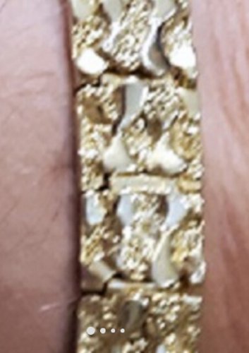 Vintage Gold Plated Nugget Style Link Bracelet  7-1/4"