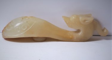 Antique Chinese Carved Han Style Jade Dragon Belt Hook