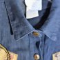 Vintage 80's Embroidered Rhinestones Dark Denim Long Sleeve Shirt Sz M USA Info