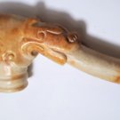 Antique Chinese Large Hand Carved Jade Dragon Phoenix Belt Hook