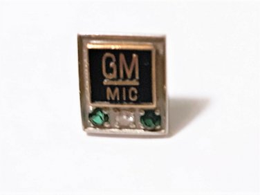 10K W & Y Gold Enameled GM MIC Employee Service Pin W Diamond & Emeralds
