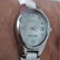 Vtg ECCLISSI Sterling Silver Pearl Face White Leather Band Watch New Battery