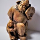 Antique Chinese Carved Shoushan Stone Statue of Immortal Zhongli Quan