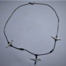 Vintage Sterling Silver & Turquoise Beaded w Mother Pearl Fetish Birds Necklace