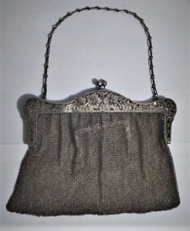 Edwardian Sterling Silver Mesh Ornate Bag Orig Coin Purse Carter, Hale & Co.