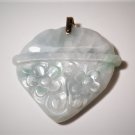 Vintage Chinese Jadeite 14K Bail Large Flowered Basket Pendant