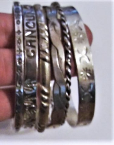 Vintage Sterling 925 Silver Bangles Stack Lot Collection TAXCO MEXICO Cancun