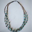 Vintage Santo Domingo Turquoise Nuggets Triple Heishi Strand Necklace 27-1/2"