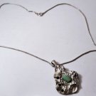 Vintage Sterling Silver Heavy Turquoise Nugget Pendant on 925 Snake Chain 20"
