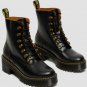 Dr Martens LEONA Black Leather Hiker Tunnel Lace Boots US Women 9 EU 41 NIB