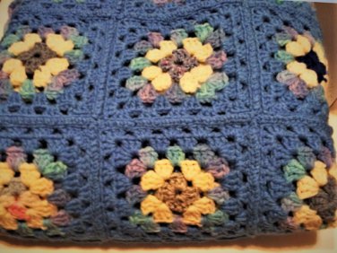 Vintage Handmade Crochet Granny Squares Afghan 78" x 70"