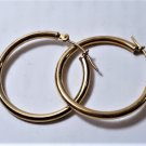 Vintage 14K YG Tubular Hoop Earrings 1" Jacmel Mauritius