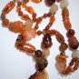 Necklace of Chinese Antique Mutton Fat & Red Jadeite Beads