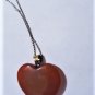 Vintage Sterling 925 Red Jade Carnelian Heart Pendant Necklace 23"