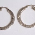 Vintage Sterling Silver Roman Numeral Hoop Earrings
