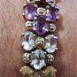 Vintage Sterling Silver Gold Vermeil Pave Gemstone Tennis Bracelet 8-1/4"